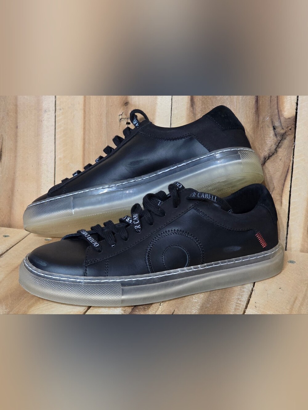 Oliver Cabell Low 1 ALL LEATHER Black Ghost Distressed Sneakers Womens 7 M 37